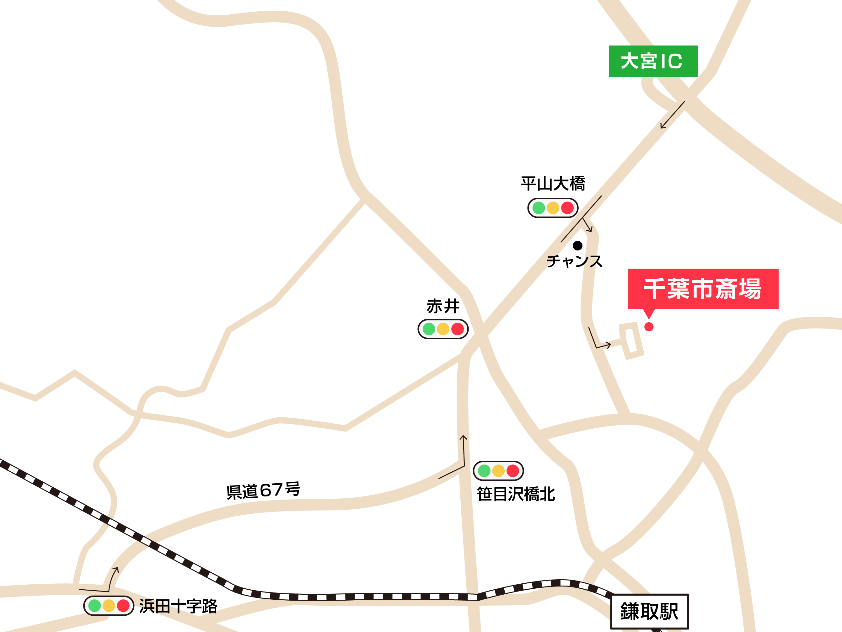 千葉市斎場への車での行き方・アクセスを記した地図