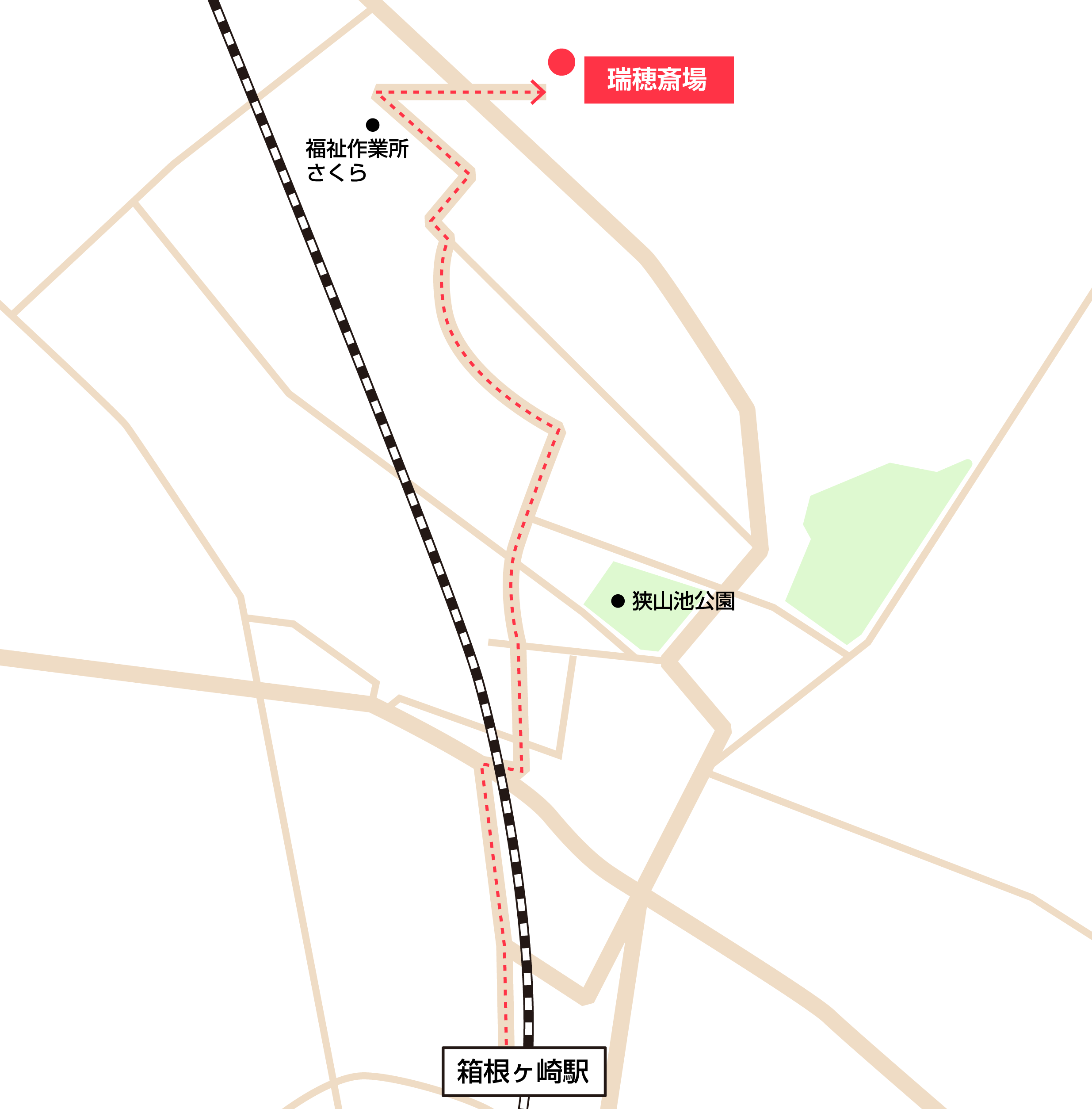瑞穂斎場への徒歩・バスでの行き方・アクセスを記した地図