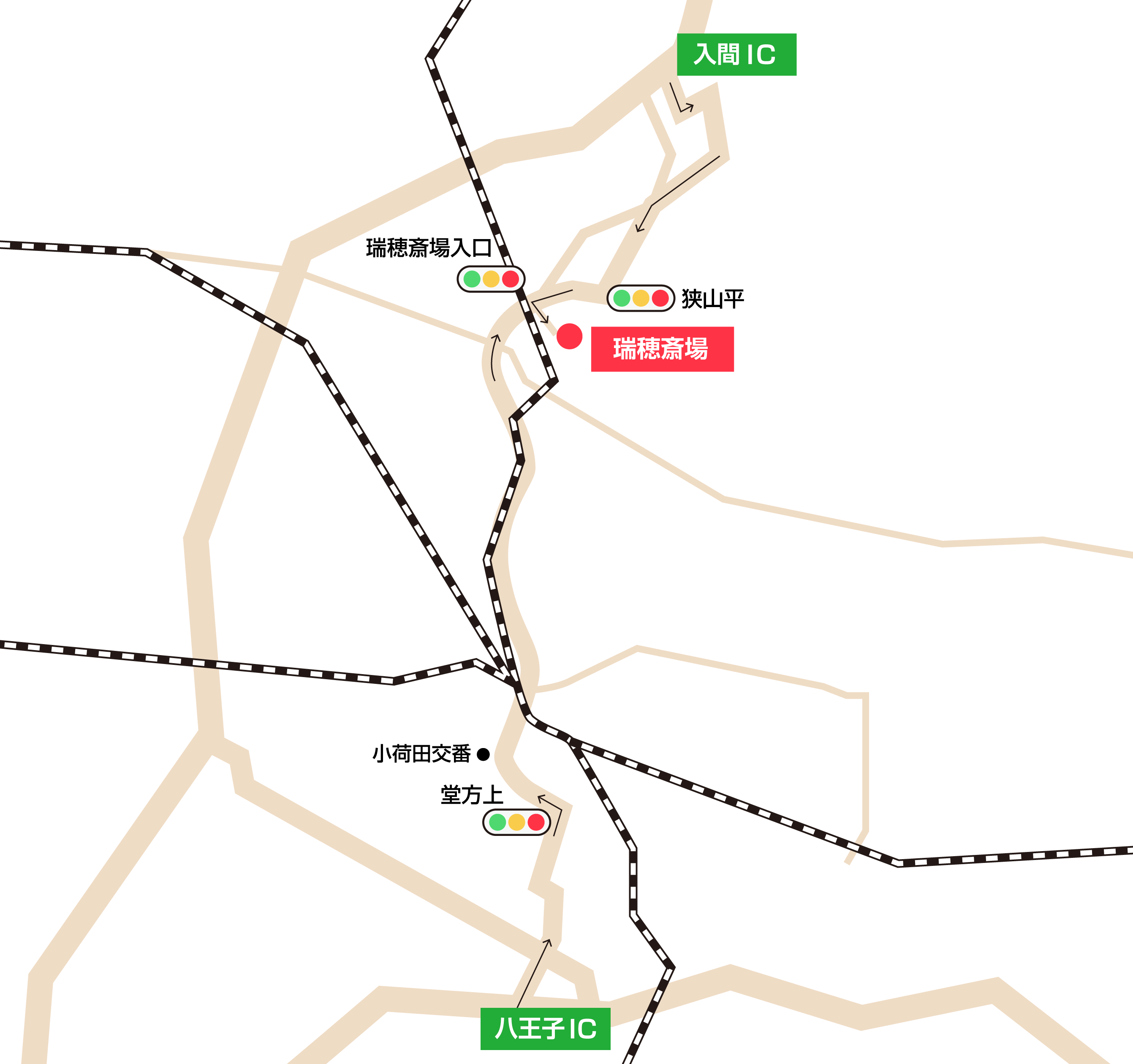瑞穂斎場への車での行き方・アクセスを記した地図