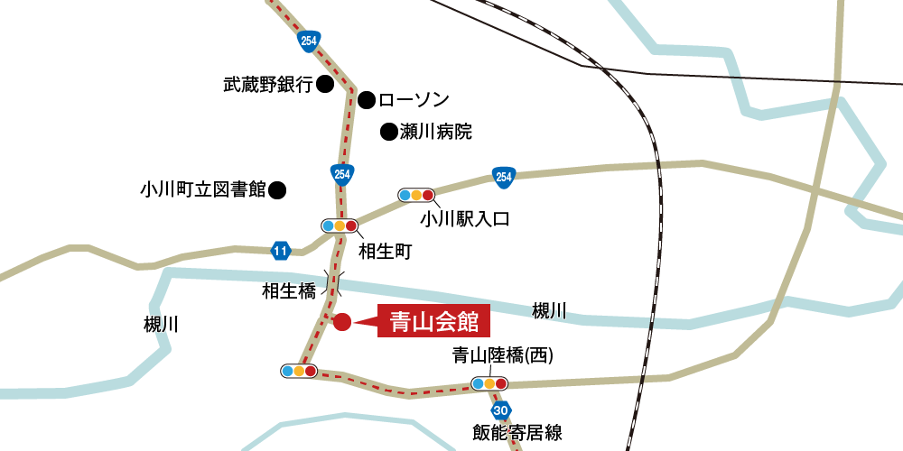 青山会館への車での行き方・アクセスを記した地図