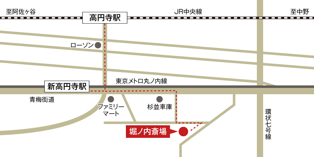 堀ノ内斎場への徒歩・バスでの行き方・アクセスを記した地図