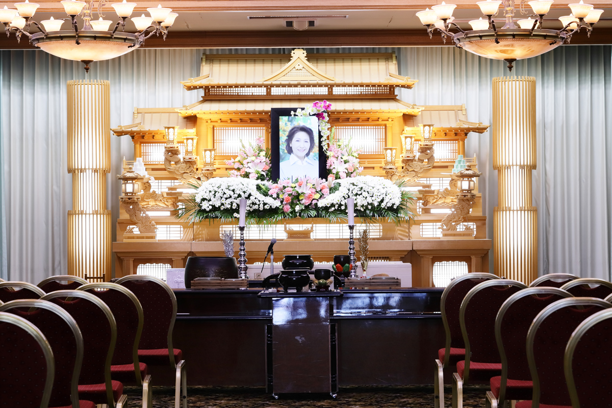 アウラ倉賀野会館での葬儀で使用する祭壇の写真